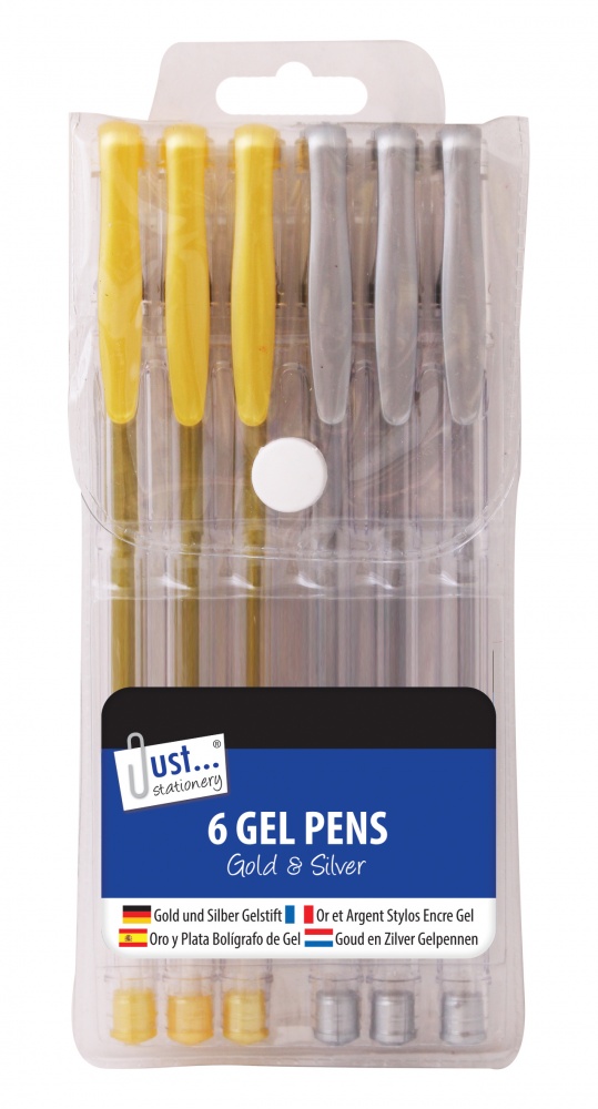 6 Silver & Gold Gel Ink Pens